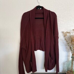 BDG / URBAN Outfitters Burgundy Open Front Cardigan Sweater